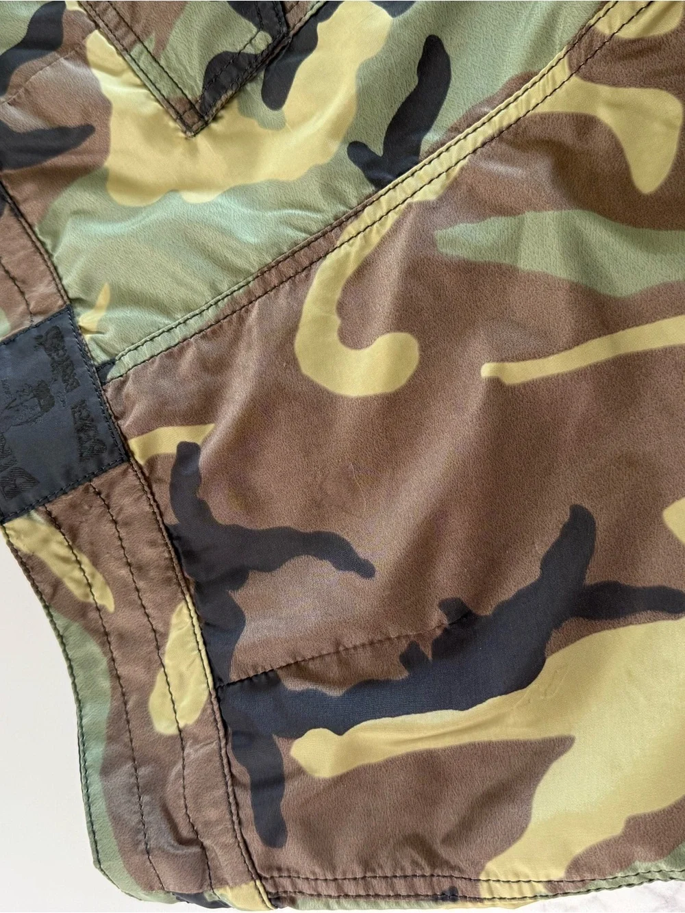 Birdwell Men's Camo Swim Board Shorts in Green and Brown